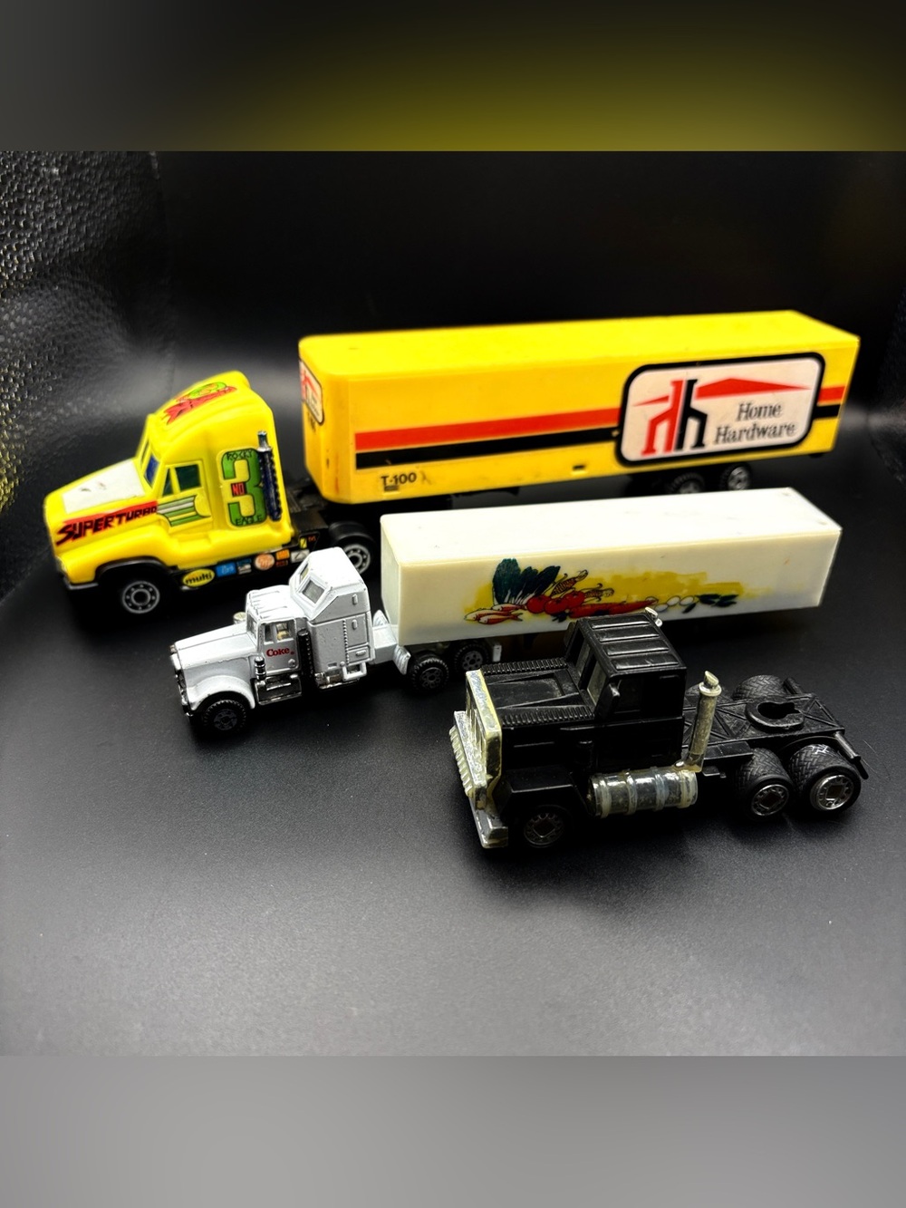Die-Cast Toy Semi Truck Playset - Yellow, Black & White